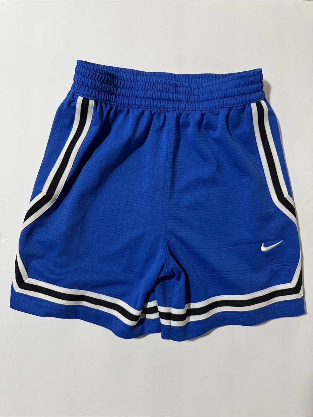 Nike Dri Fit Kids Blue Athletic Shorts with Black & White Trim Size L